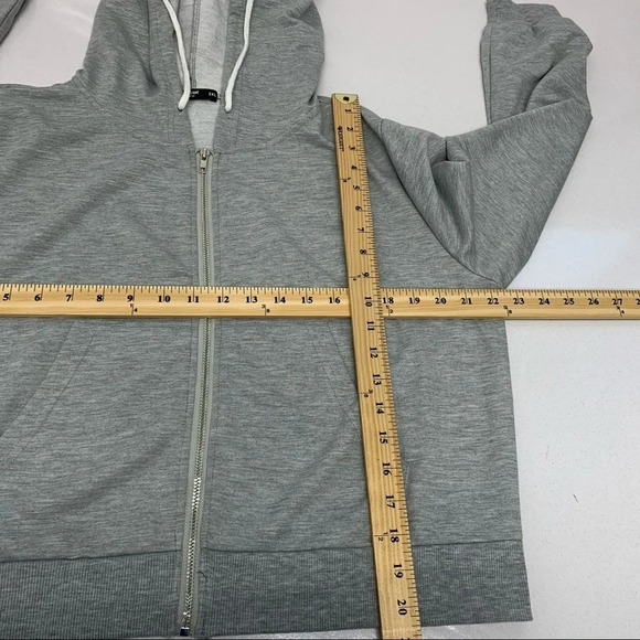 Shein‎ Curve Sweatshirt Woman 2XL Gray Full Zip Hood Pockets Light Weight Crop - Picture 10 of 10
